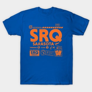 Vintage Sarasota SRQ Airport Code Travel Day Retro Travel Tag Florida T-Shirt